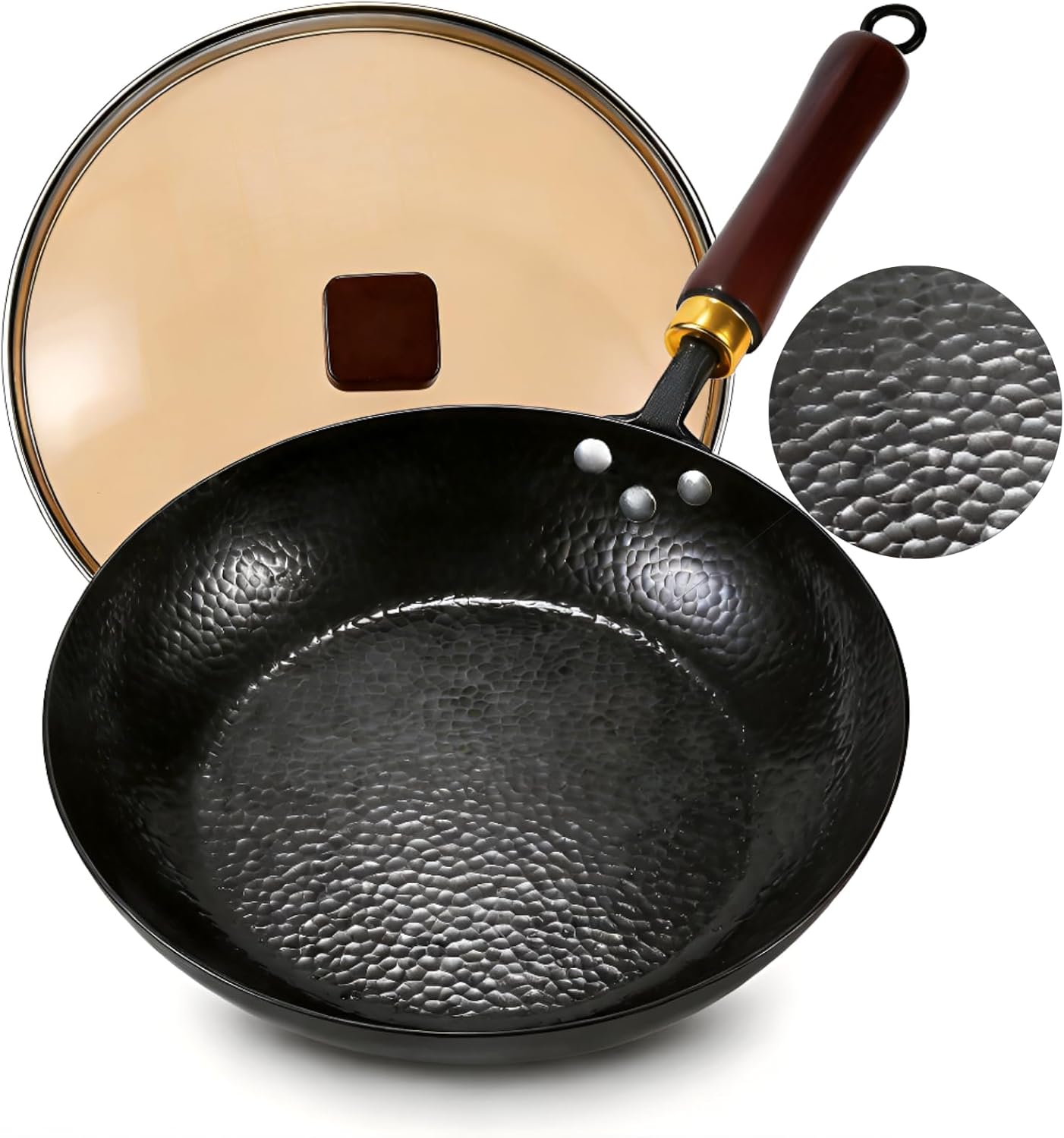 Sartén Wok Acero Carbono 11pulg Antiadherente Multiuso