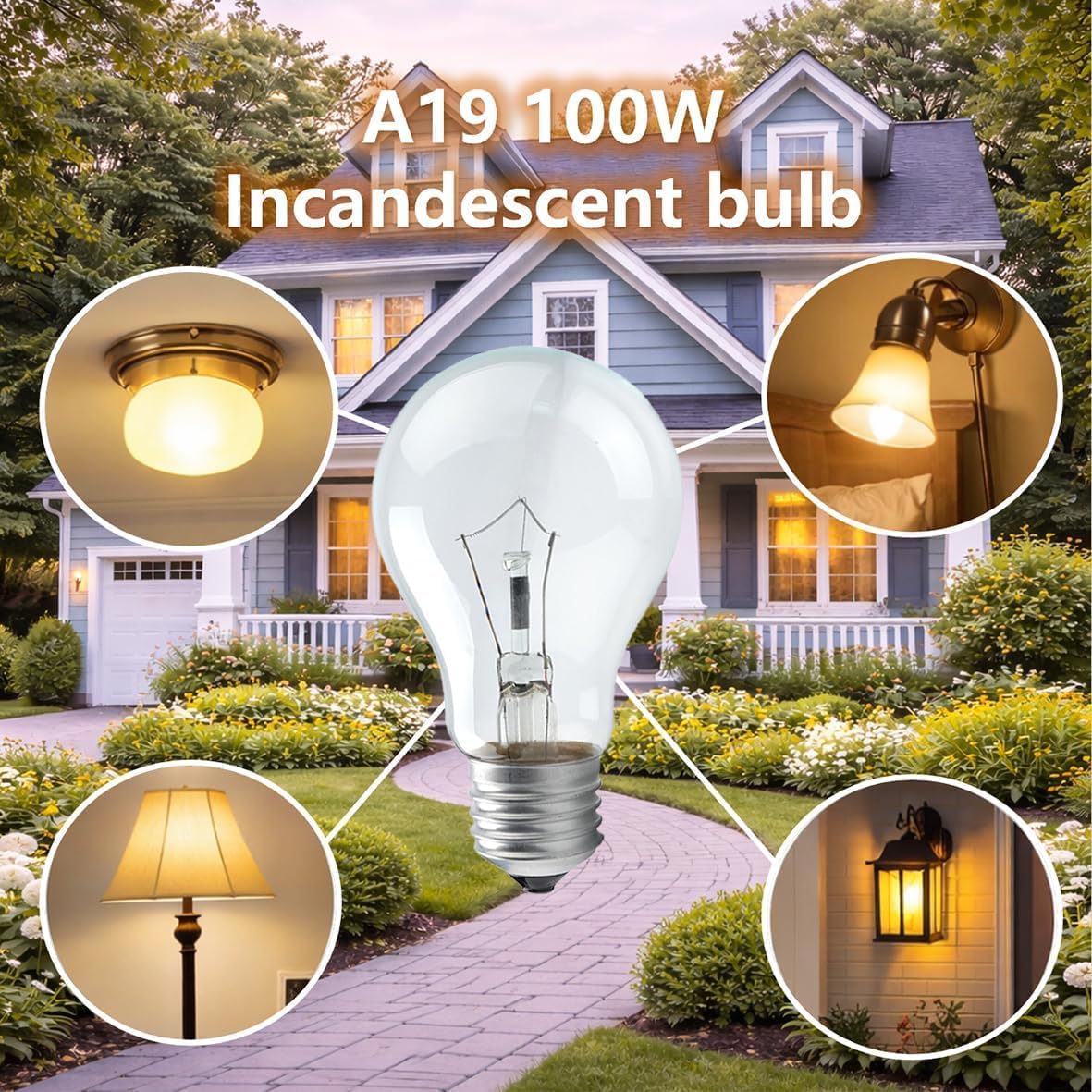 4 Bombillas Incandescentes A19 E26 100W Blanco Suave Regulables