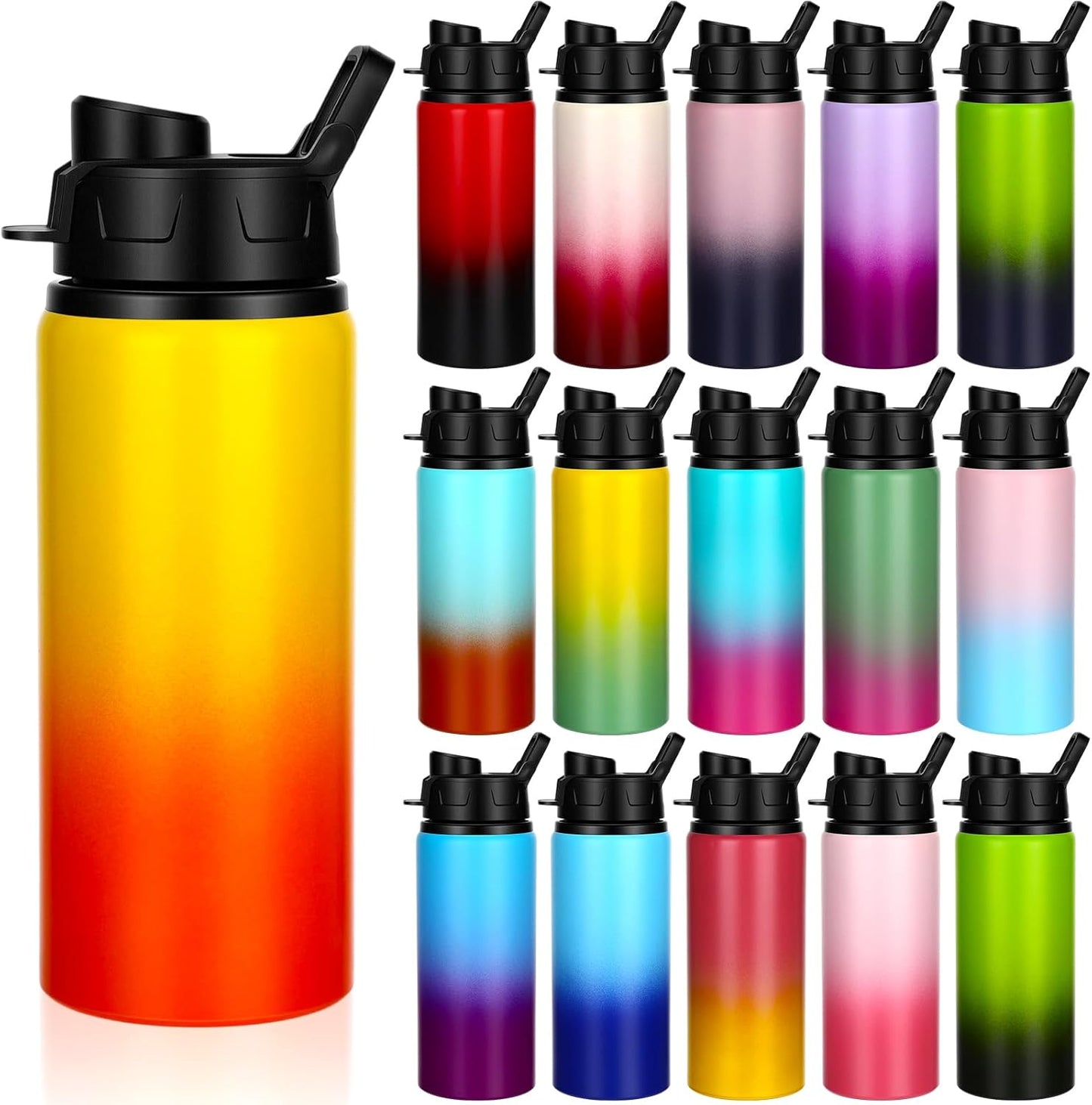 16 Botellas Agua Aluminio Reutilizables Tapas Presión Viaje