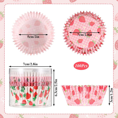 Forros de fresa para cupcakes y tazas de hornear decoración bodas