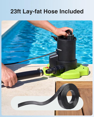 Bomba cubierta piscina 3035 GPH 1/3 HP manguera 23ft filtro antiobstrucción