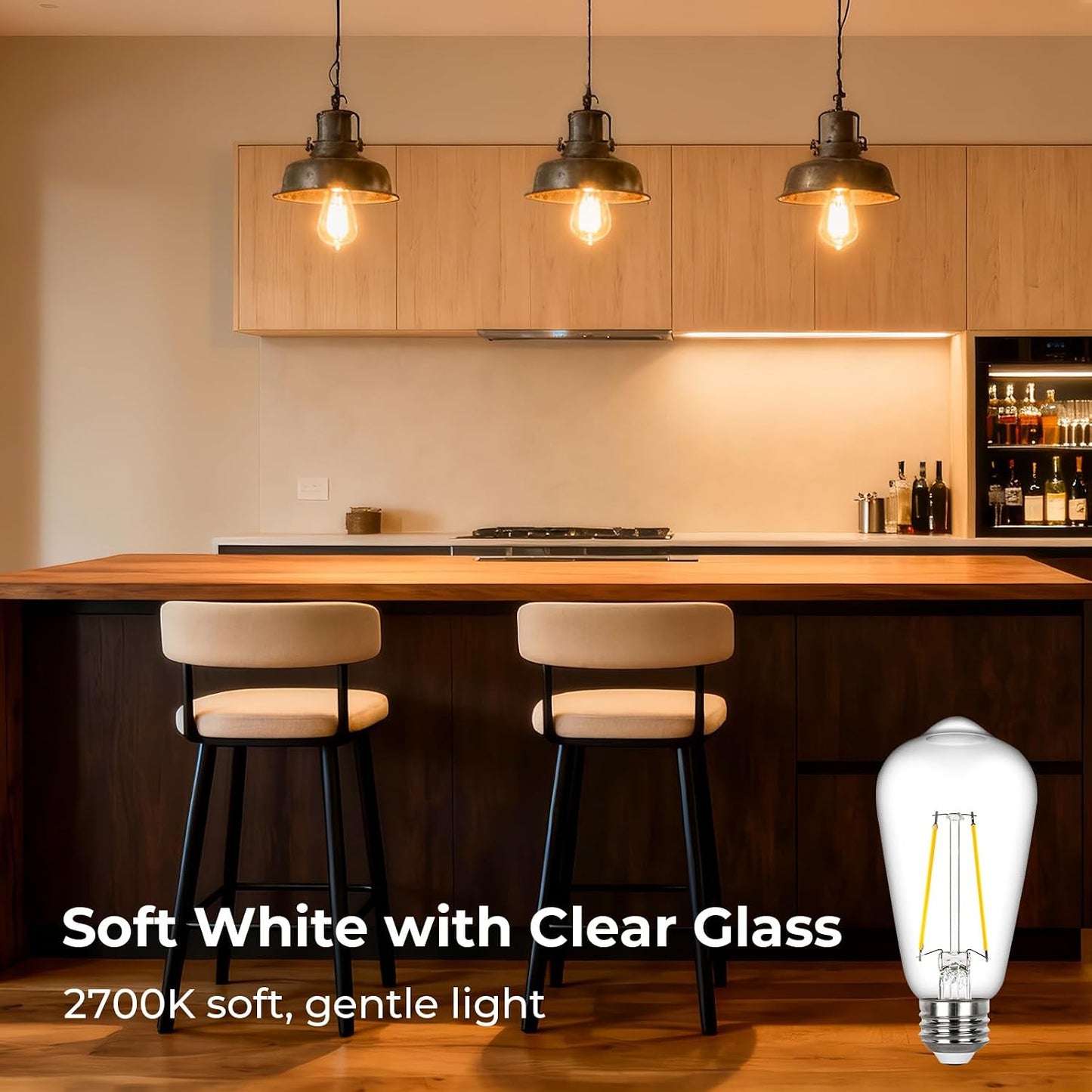 Bombilla LED Edison 60W blanco suave 2700K pack 12