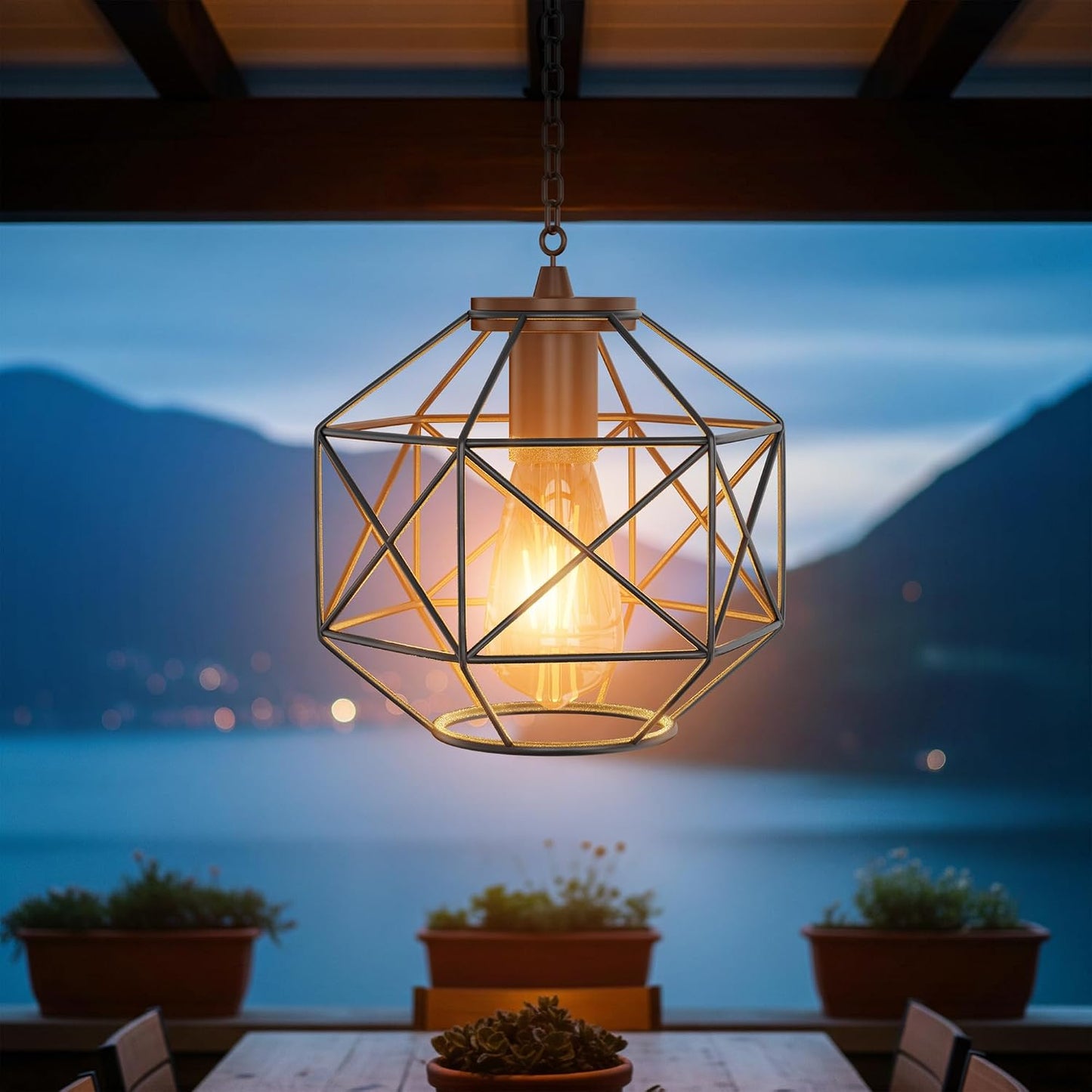 Farol solar colgante impermeable para jardín y porche