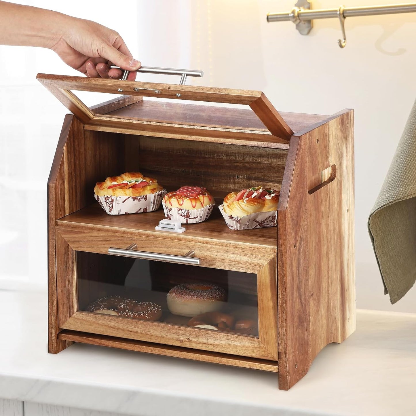 Panera doble capa madera puerta acrílico ventilación vintage