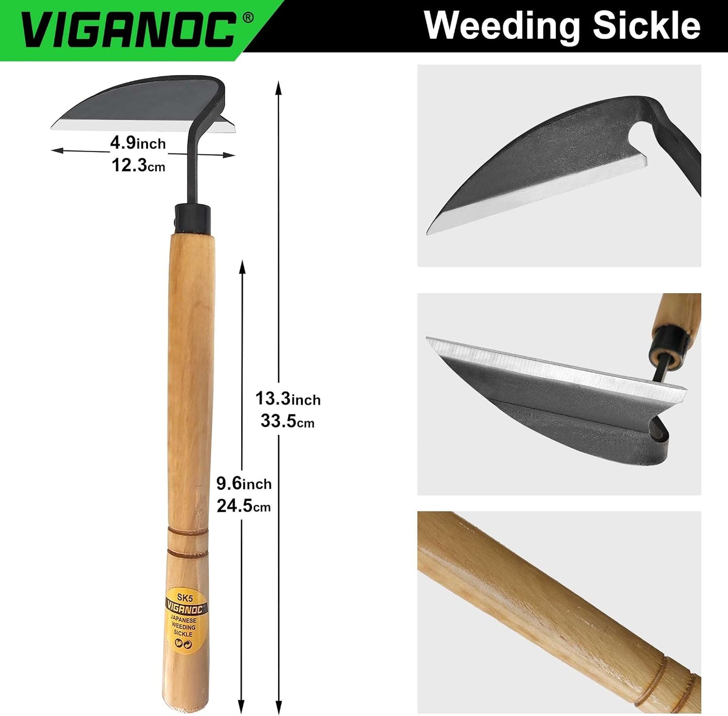 Azada de jardín japonesa hoja ancha muy afilada