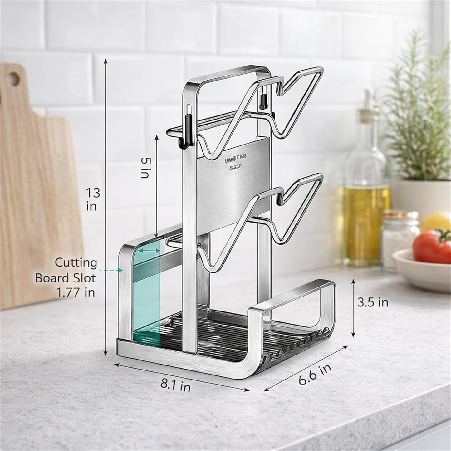 Organiz. tapas olla acero inox 2 niveles con tabla cortar