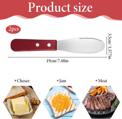 Cuchillo mantequilla acero inox mango madera color rojo