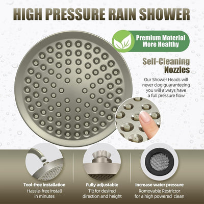 Cabezal ducha alta presión boquillas silicona ajustable 6pulg