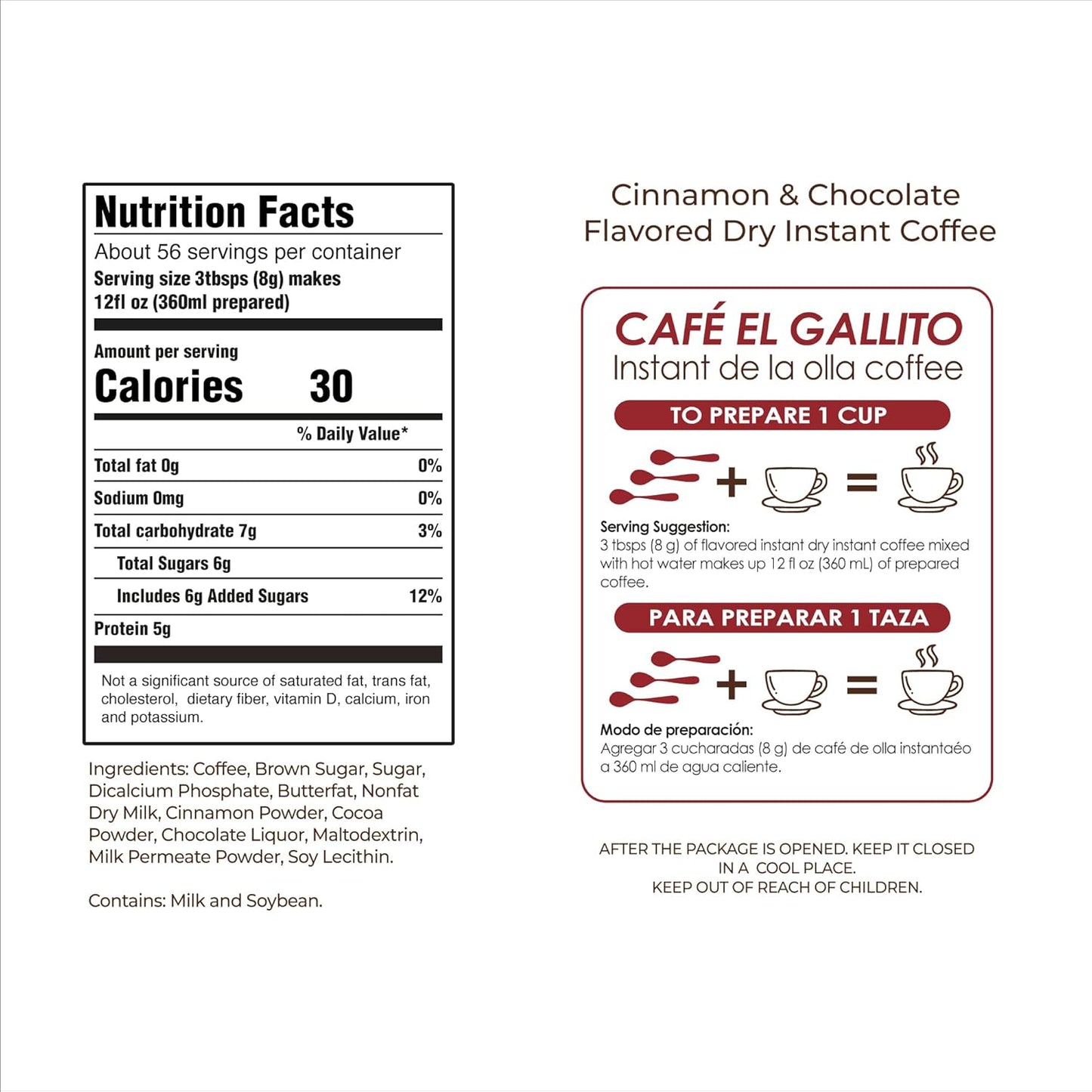 Café de la Olla soluble con cacao 1lb set 6