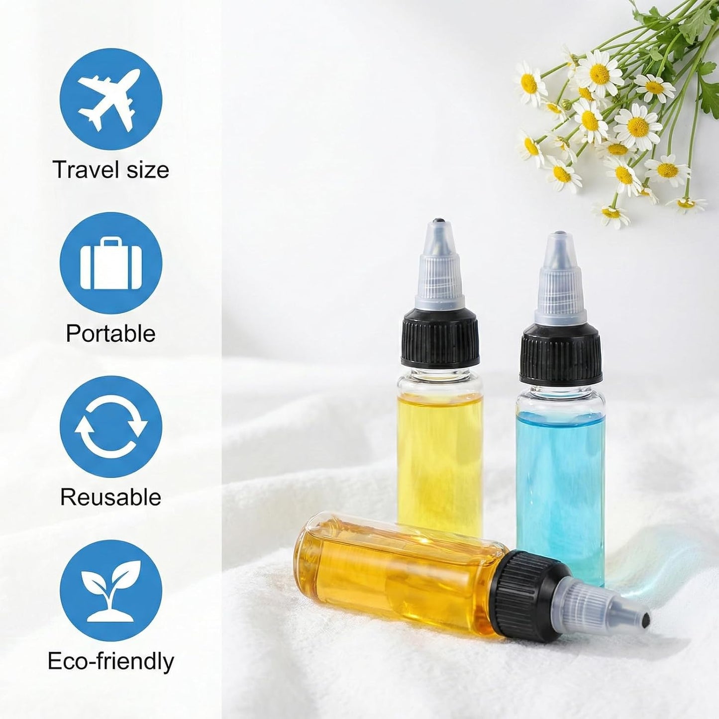10 botellas dispensadoras plástico 0.85 oz con tapa giratoria para manualidades y hogar