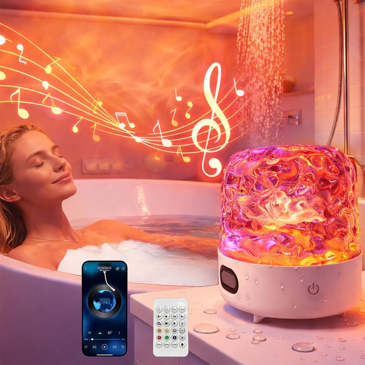 Lámpara proyector oceánico Bluetooth 16colores impermeable
