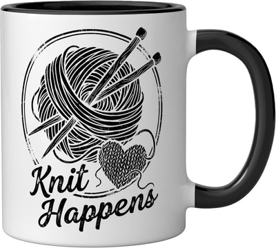 Taza Cerámica para Amantes del Ganchillo Negro/Blanco