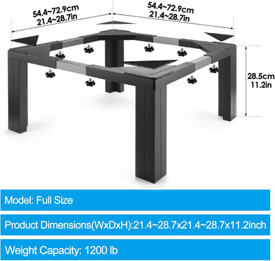 Soporte lavadora secadora acero inox 11pulg ajustable 21-29pulg
