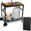 Carrito parrilla con ruedas mesa plegable negro mango plateado