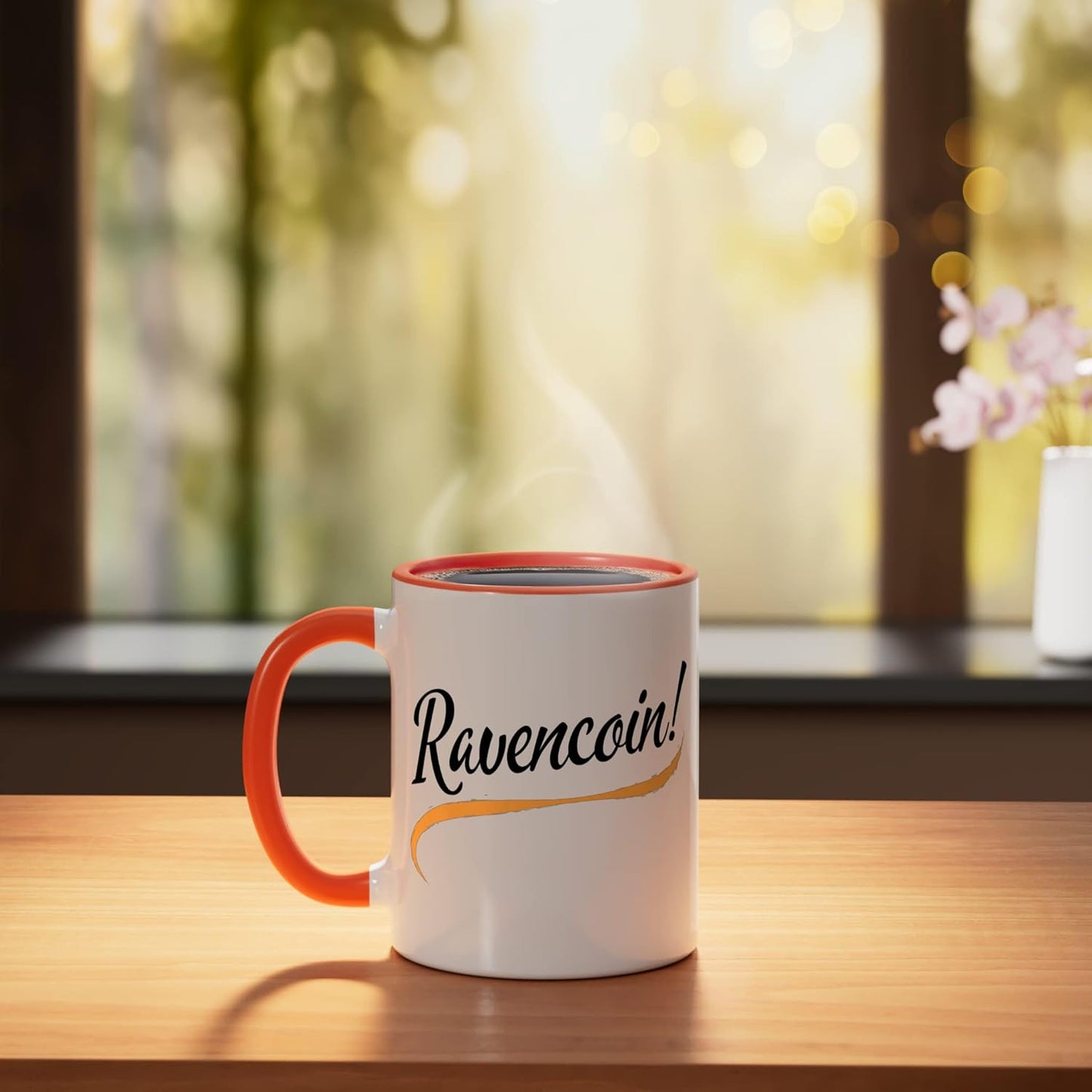 Taza Cerámica Ravencoin Naranja/Blanco