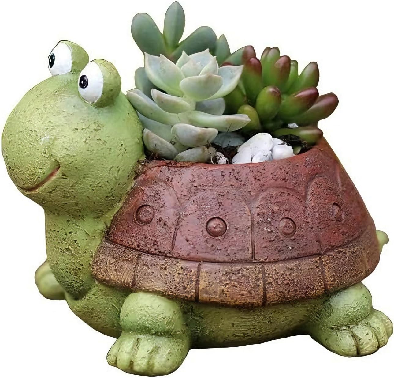 Maceta Resina Tortuga con Drenaje para Suculentas