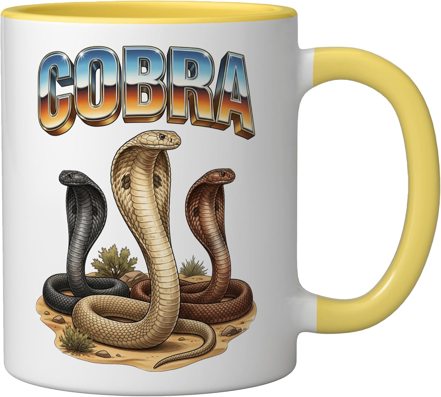 Taza cerámica Cobra vintage amarillo/blanco