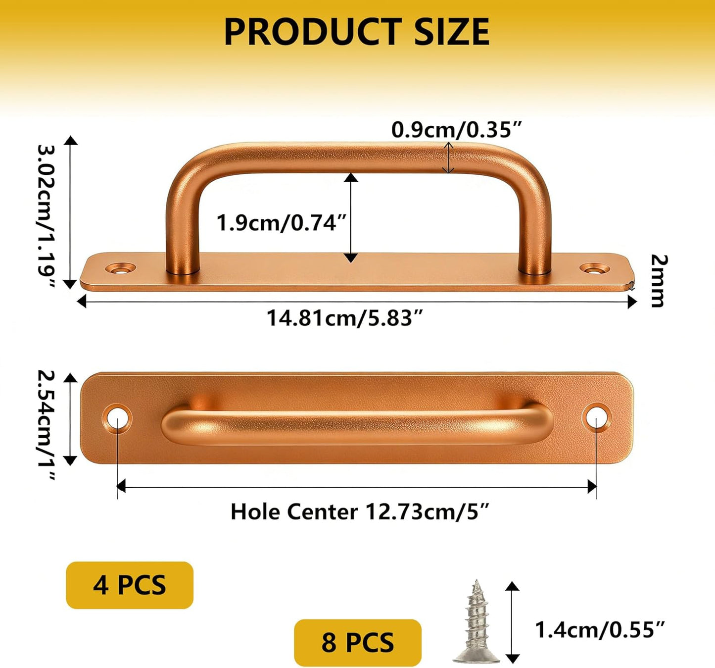 4 Pzas Manillas Puerta Aluminio Antióxido 5pulg Para Garaje