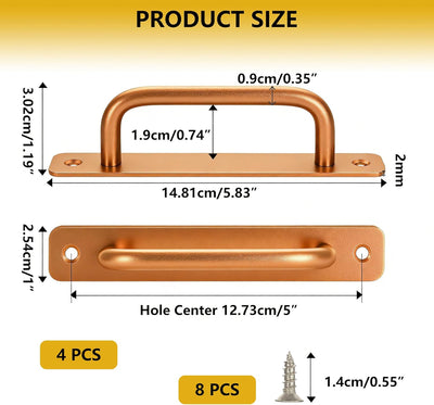 4 Pzas Manillas Puerta Aluminio Antióxido 5pulg Para Garaje