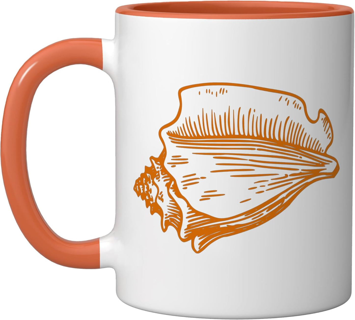 Taza Cerámica Concha Mar Origen Naranja/Blanco
