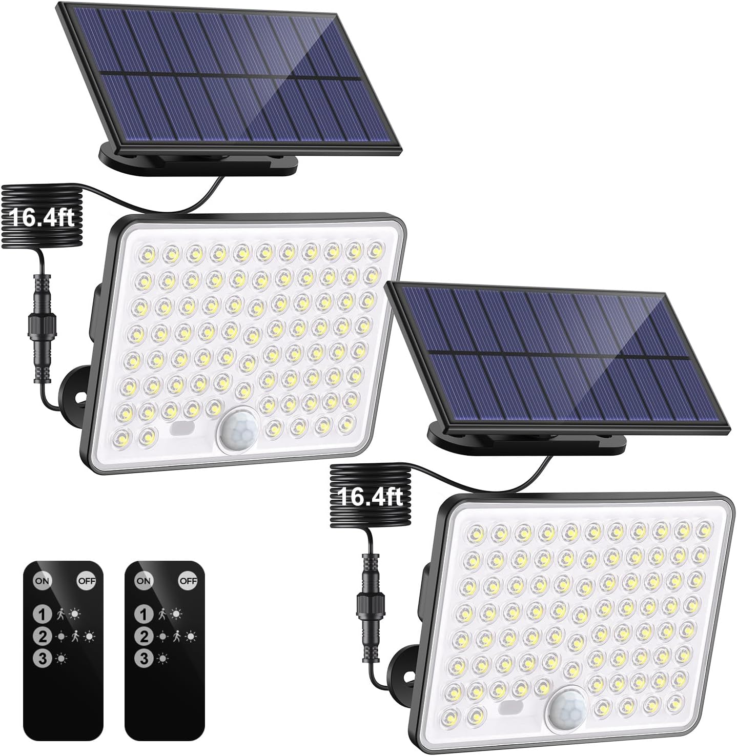 Luz solar movimiento 3 modos IP65 16pulg cable 2 Pzas