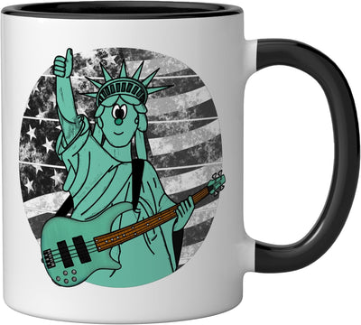Taza cerámica Statue Of Liberty Bajo patriótico 4 de Julio negro/blanco