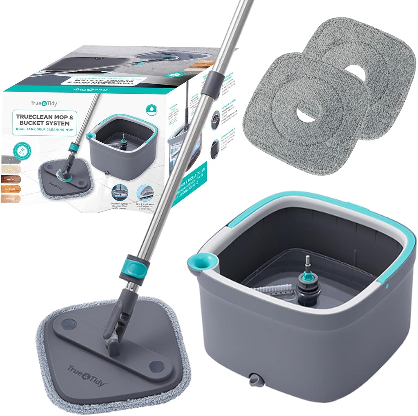 Sistema fregona autoescurridora con cubeta y piso giratorio