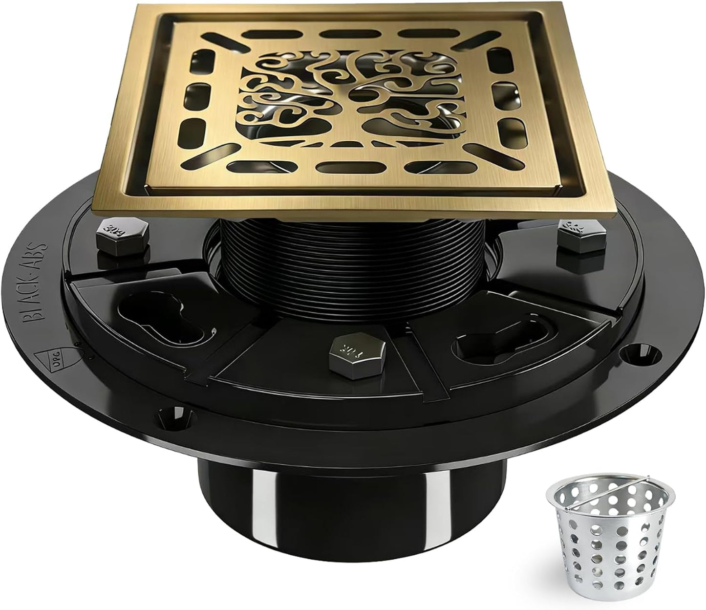 Desagüe ducha 4pulg acero inox AISI 304 oro cepillado