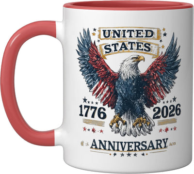 Taza de cerámica con diseño patriótico de águila EE.UU. 1776-2026