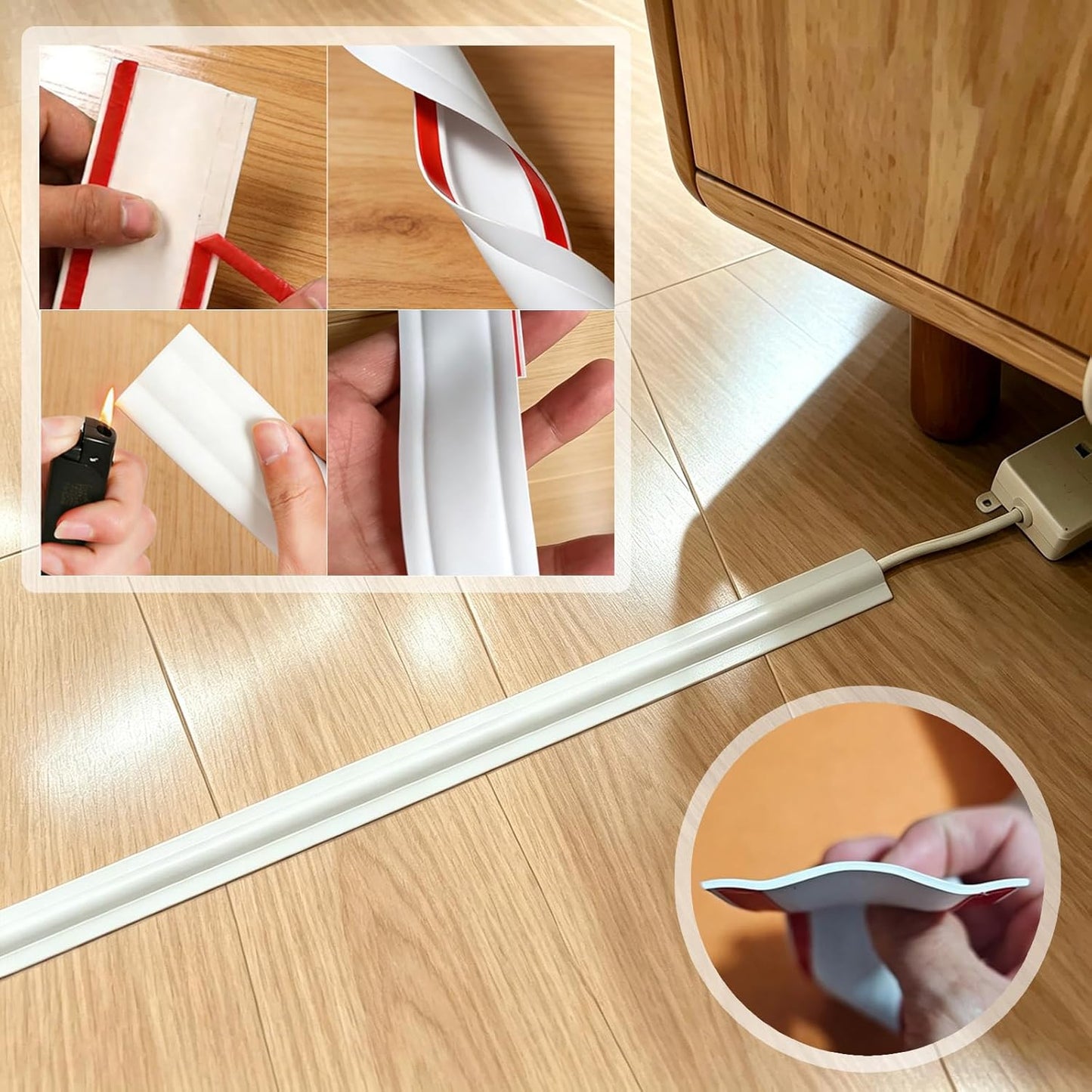 Ocultador cable suelo autoadhesivo gestionar cables blanco