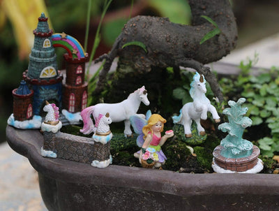Figuras unicornio y hadas decoración jardín regalo cumpleaños