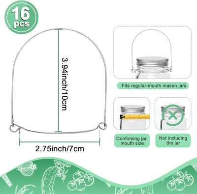 Paquete de 16 perchas de acero inoxidable con mango para tarros de masón