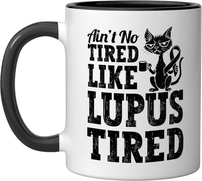 Taza cerámica para conciencia sobre lupus negra/blanca