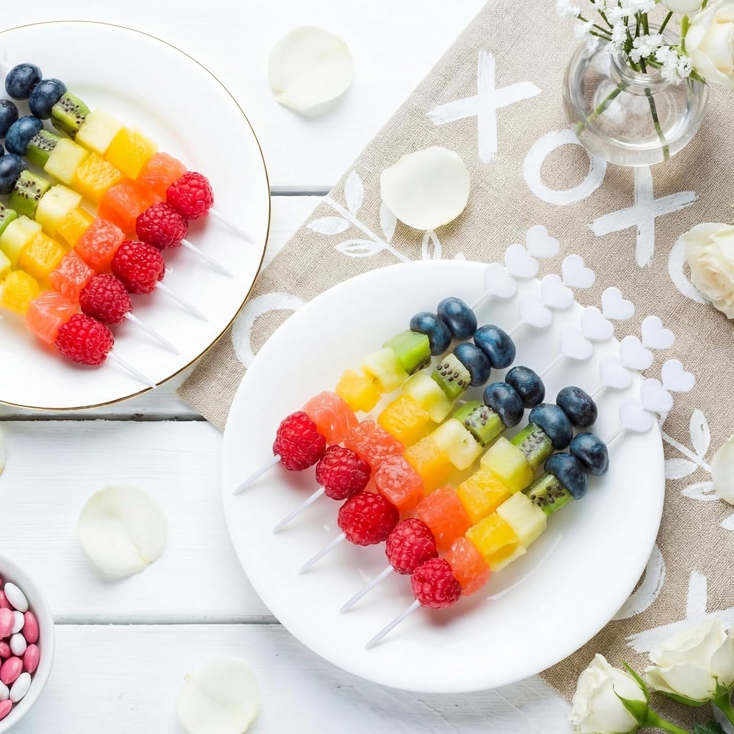 50 Brochetas Plástico 12pulg Reutilizables para Frutas Barbacoa
