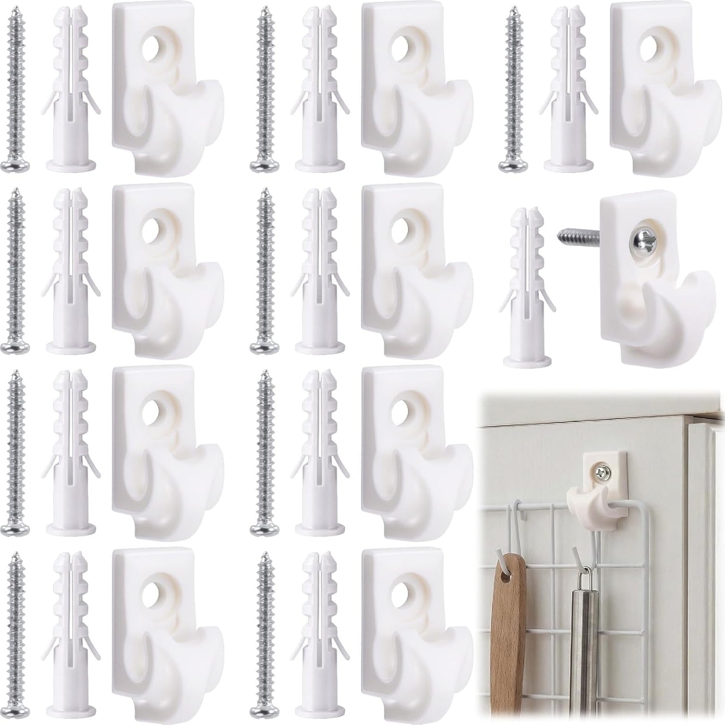 Pack 30 Clips Pared Blanco Soporte Estantería Alambre