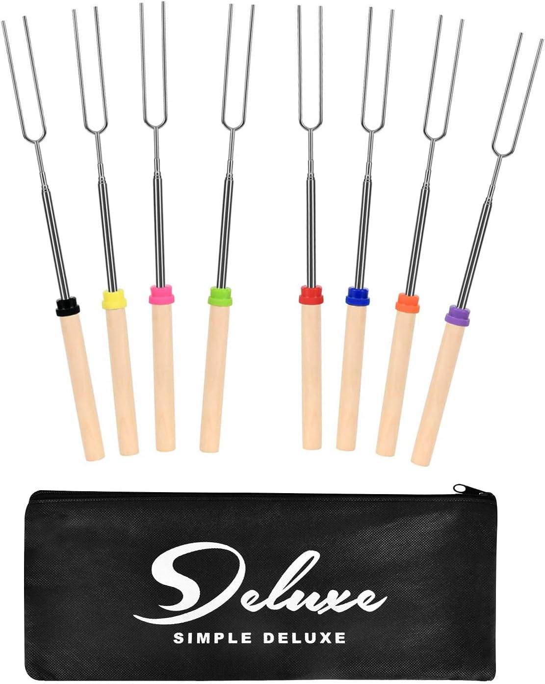 8 Palitos Asar Malvaviscos 32pulg Acero Inox Retráctiles