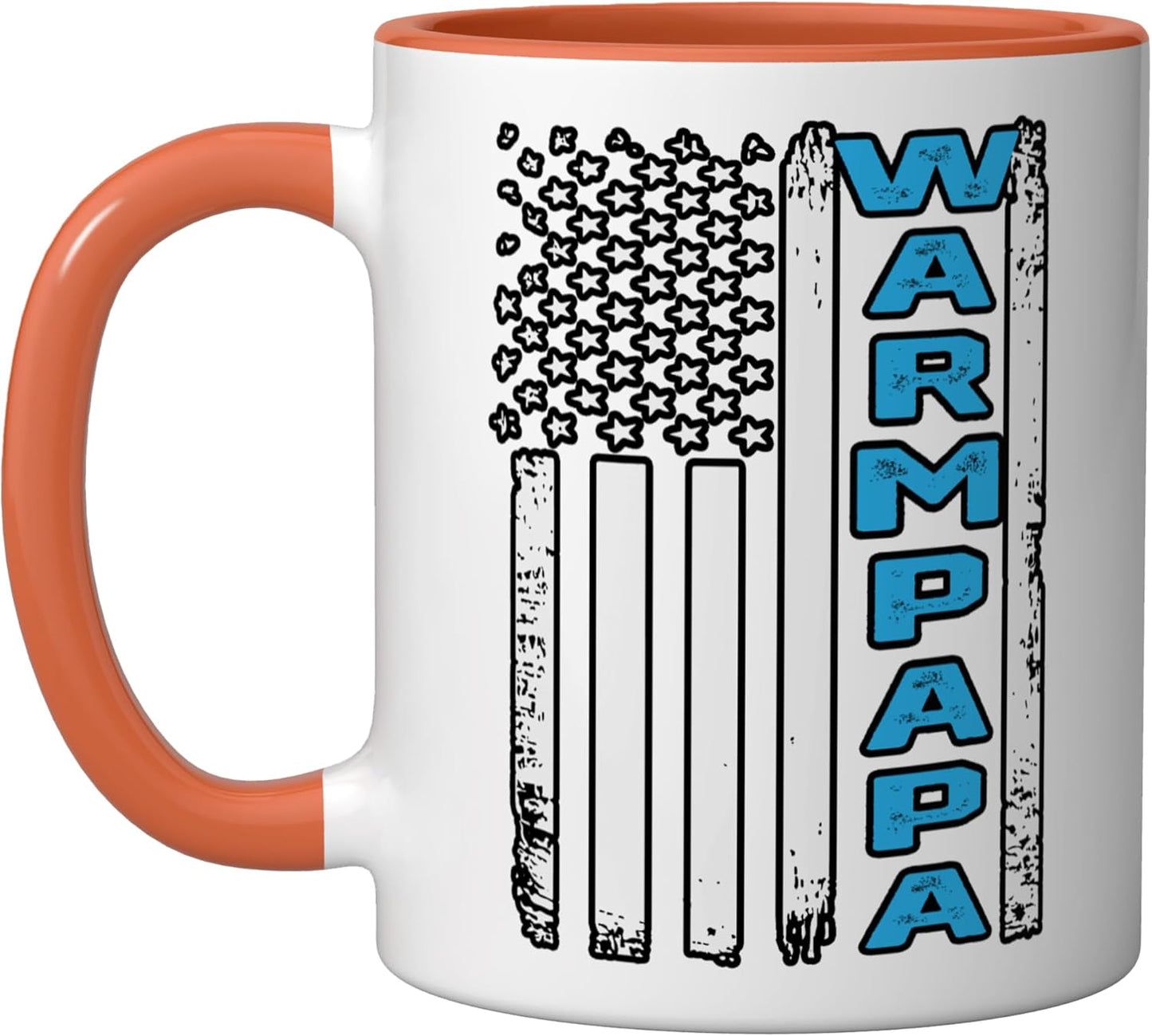 Taza Cerámica Bandera Americana Vintage Naranja/Blanco