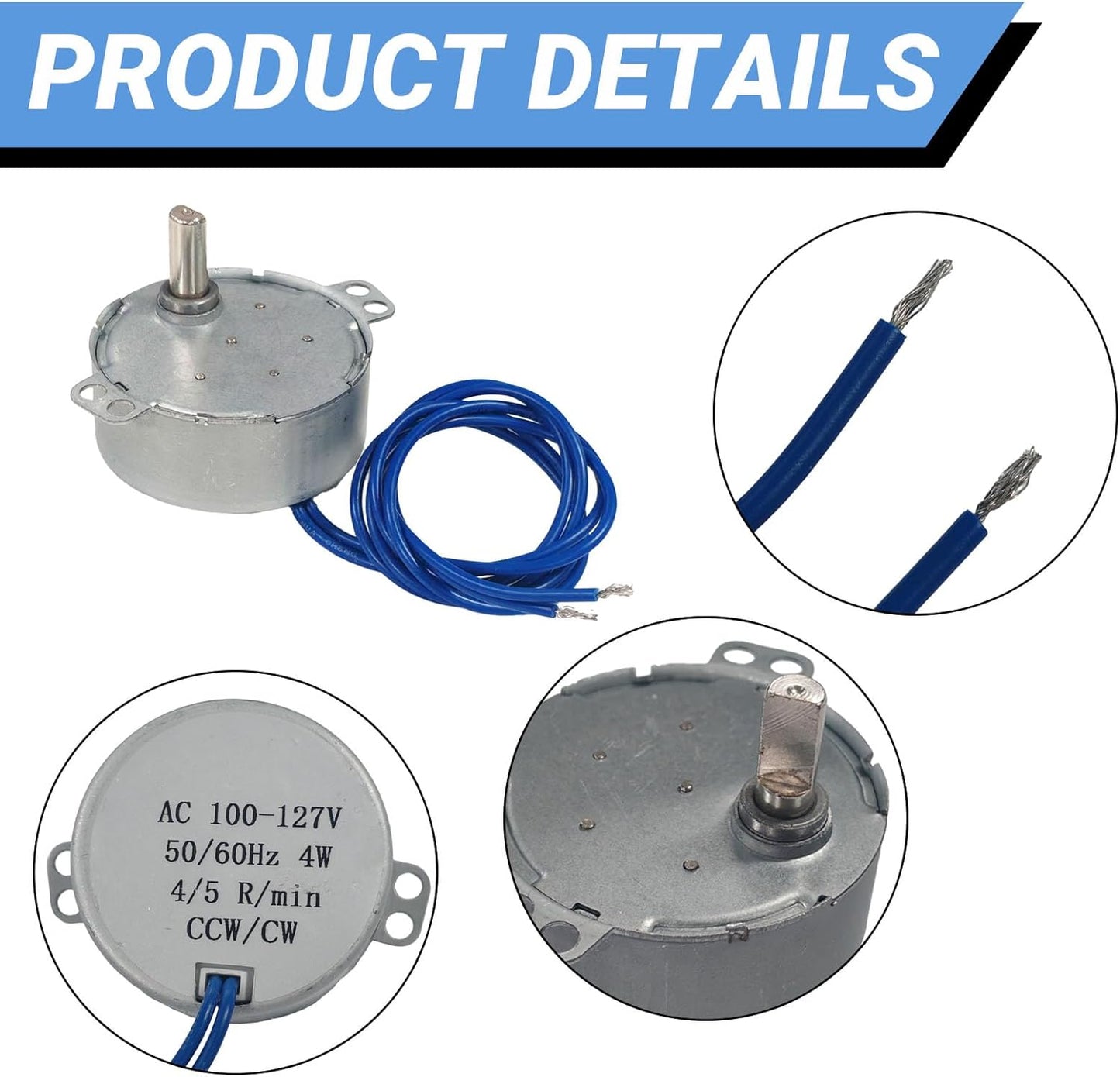 Motor síncrono AC110V 4-5 RPM eje 0.276pulg