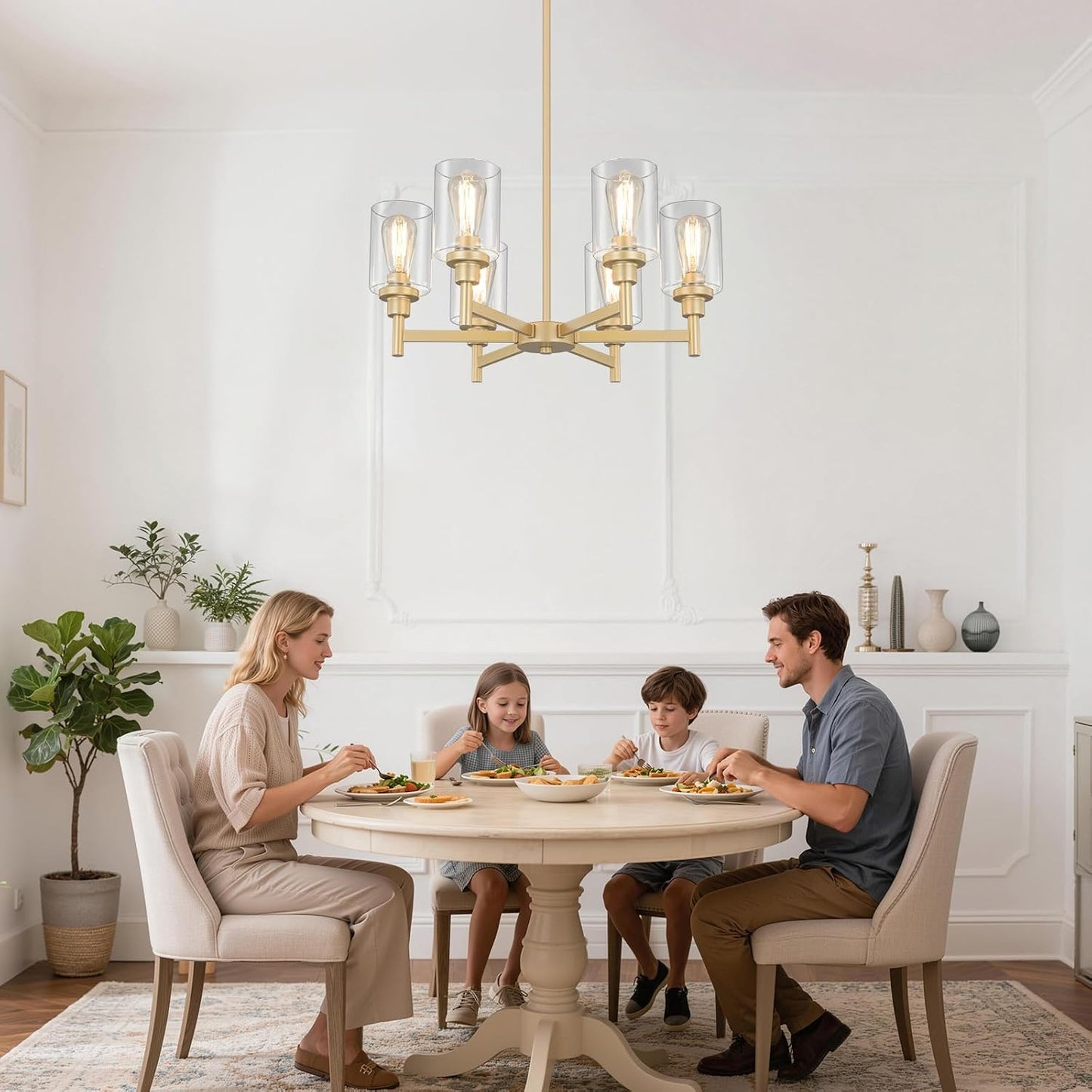 Candelabro dorado 6 luces para comedor cocina dormitorio