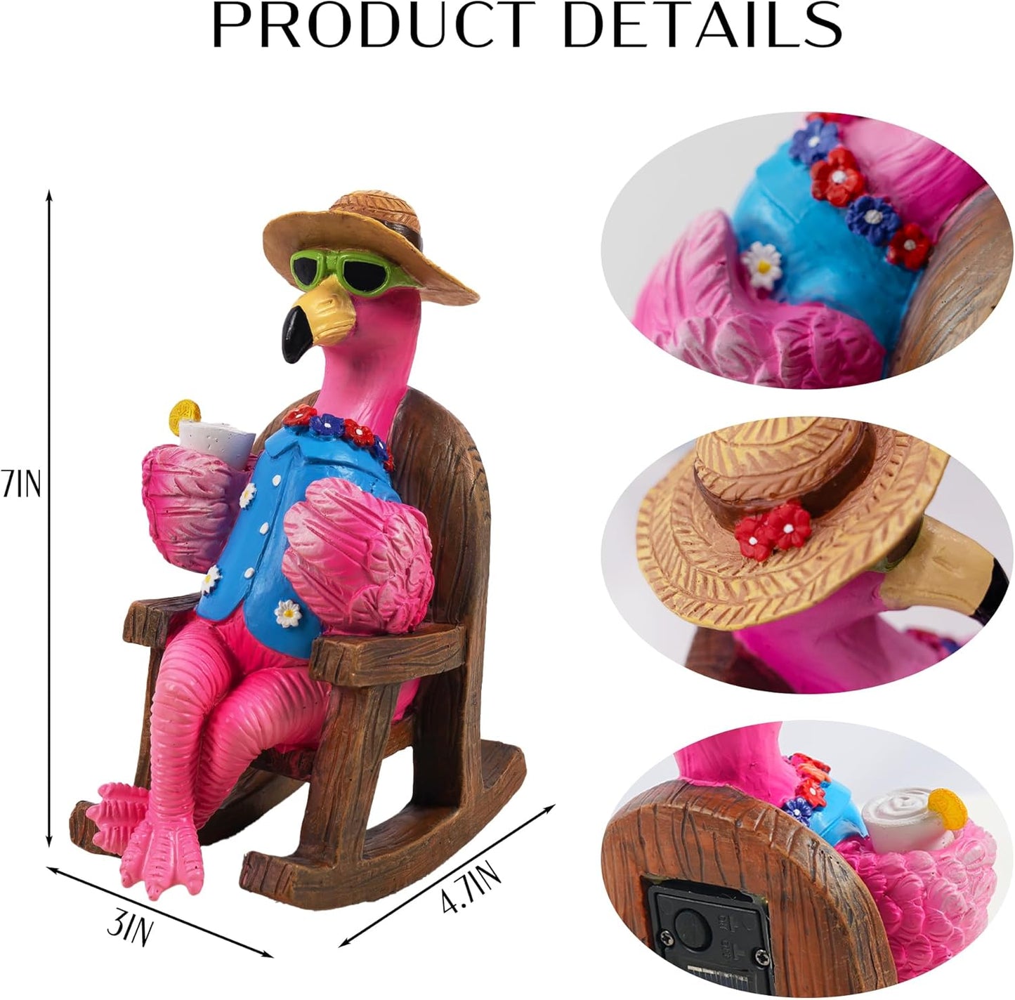 Figuras solares de flamenco resina iluminada para jardín