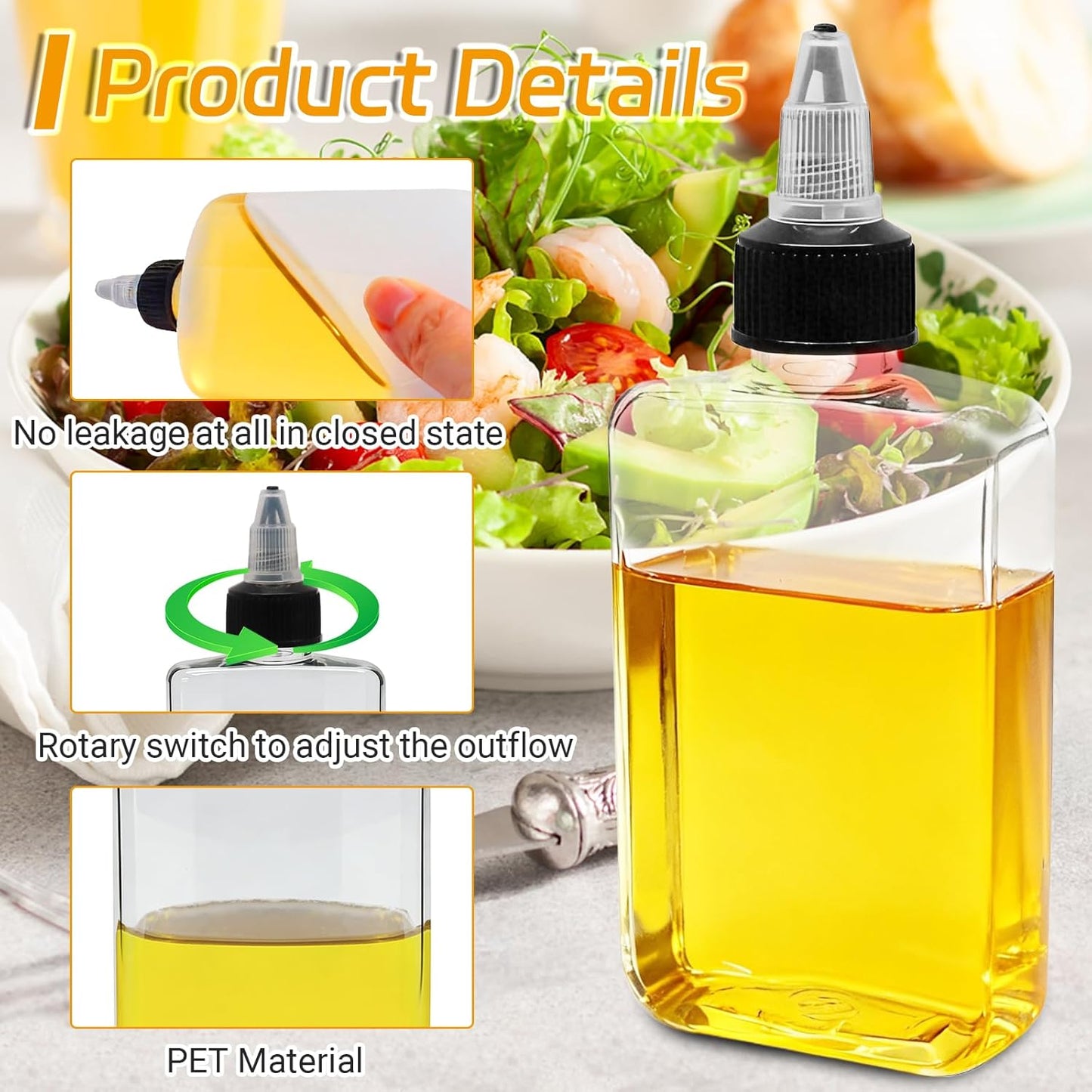 Dispensadores de aceite 3.4 oz a prueba de fugas con tapa giratoria