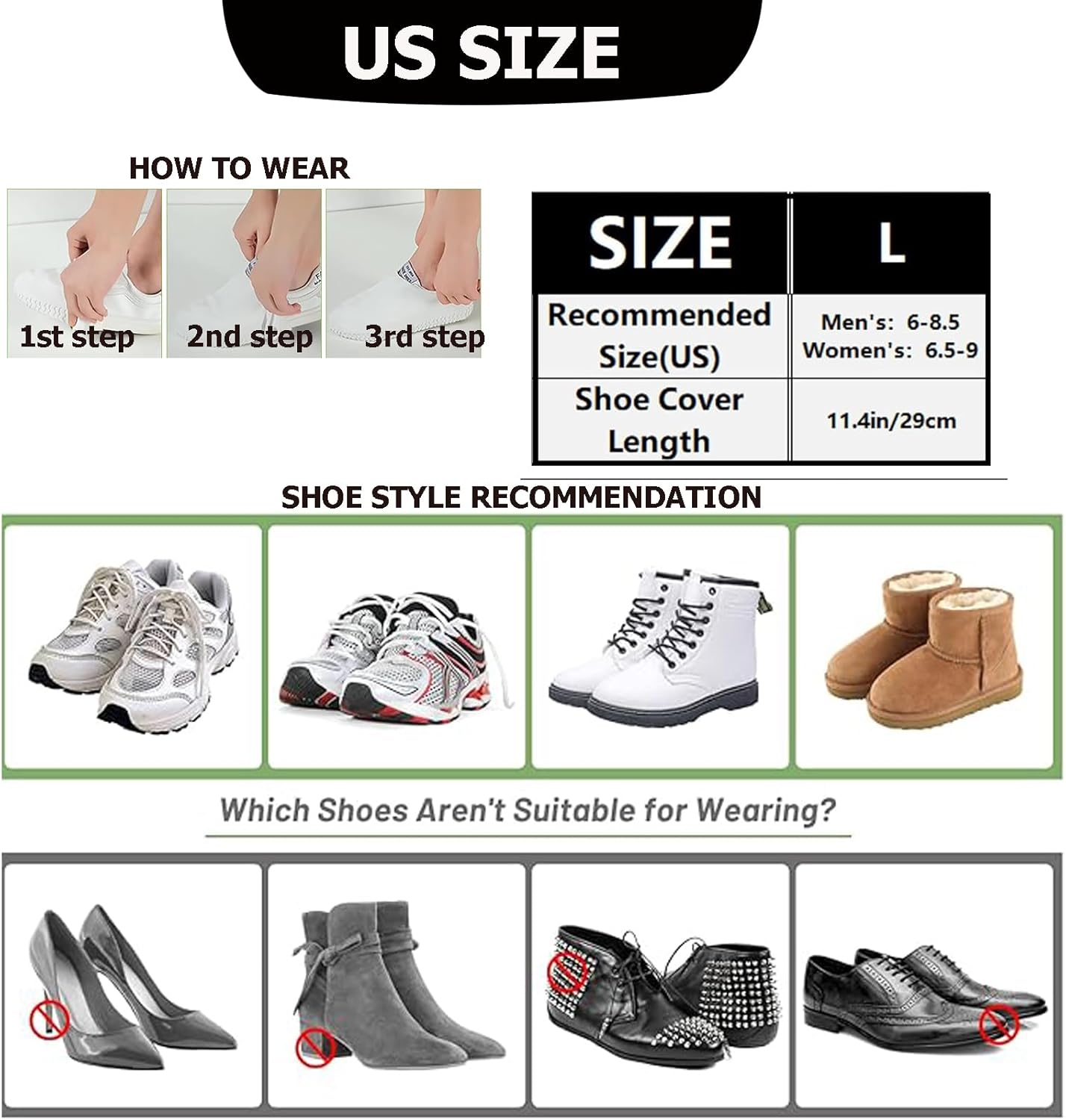 Fundas impermeables silicona zapatos reutilizables antideslizantes