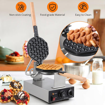 Máquina gofres burbujas 1400W acero inox antiadherente