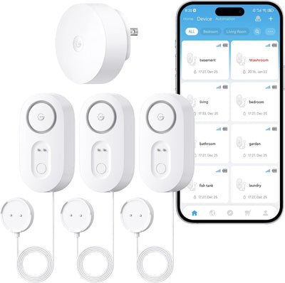 Detector fugas agua WiFi alarma sonido SMS app 1s