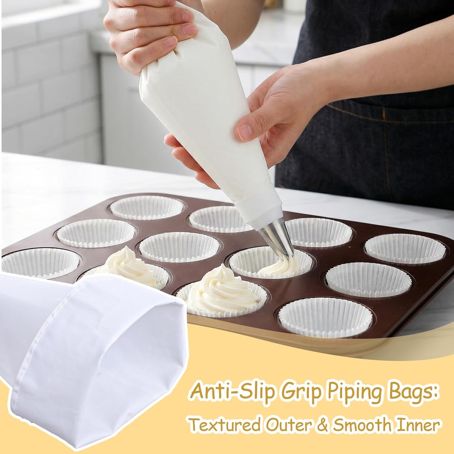Set 9 bolsas glaseado acero inox duraderas con accesorios