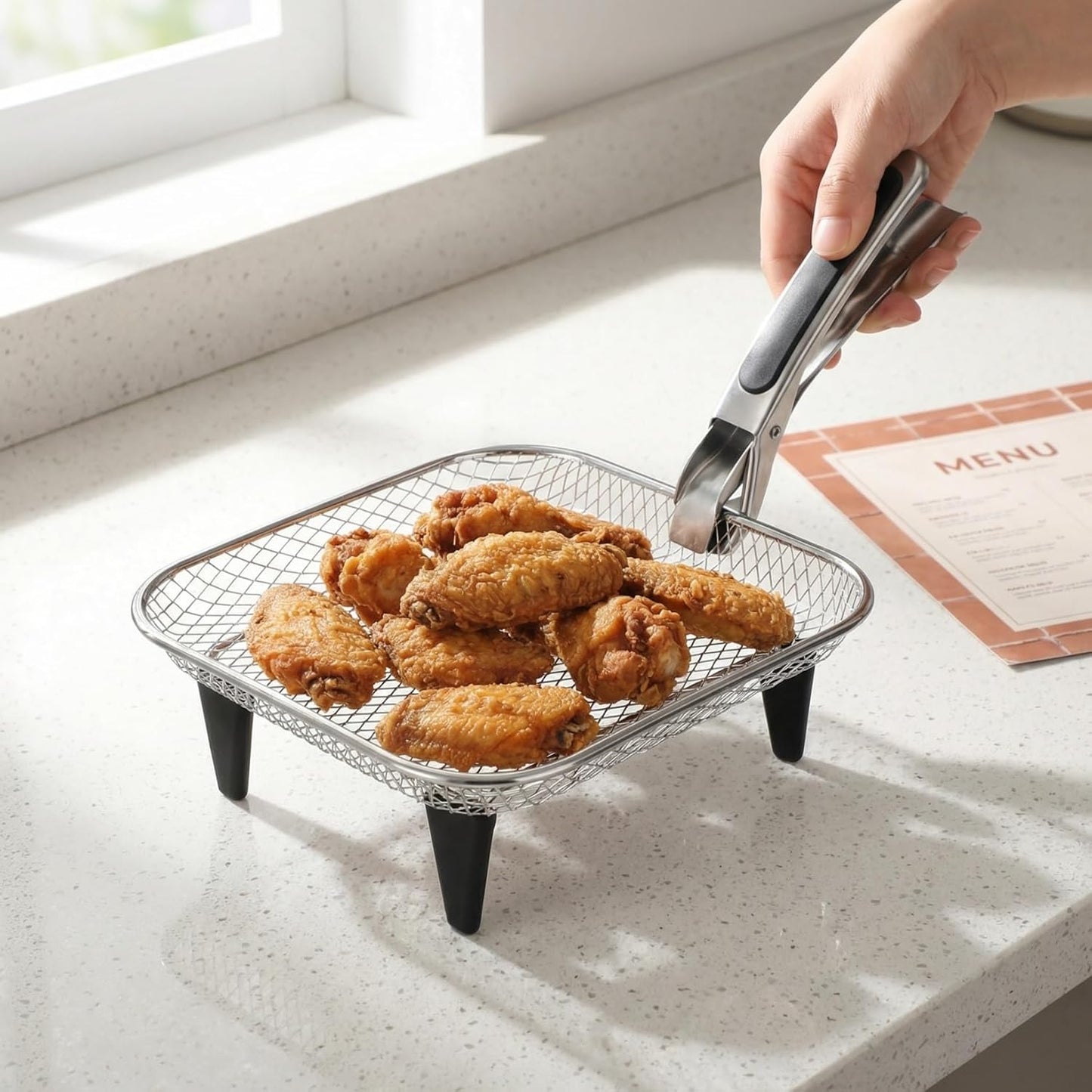 Soporte para freidora aire 3 niveles acero inox con clip