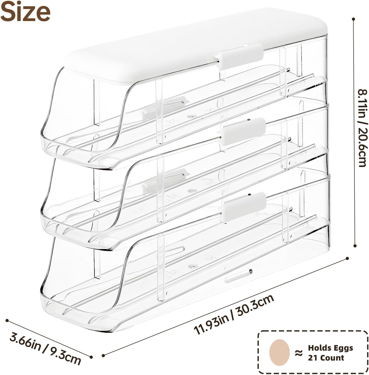 Soporte huevos 3 niveles con tapa dispensador transparente