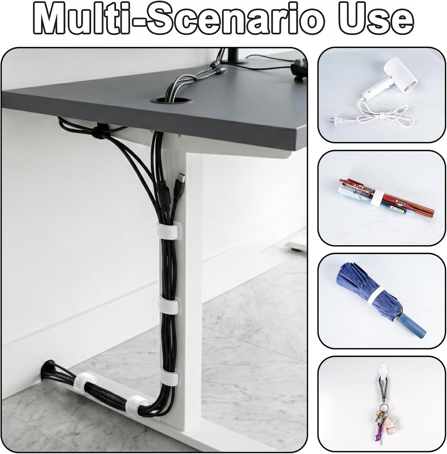 Set 20 clips cable para escritorio ajustables reutilizables