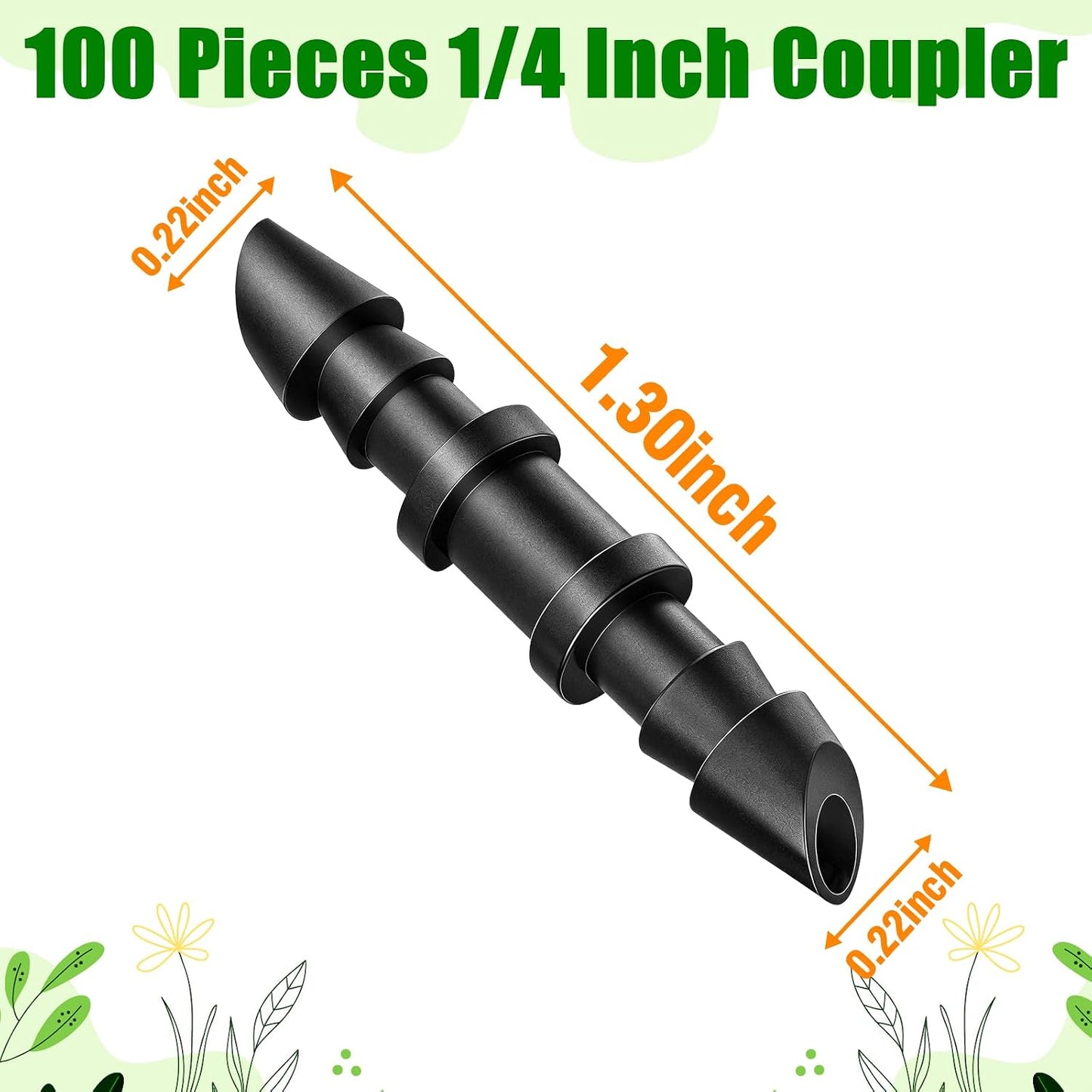 100 Conectores Púas 1/4pulg para Riego Goteo