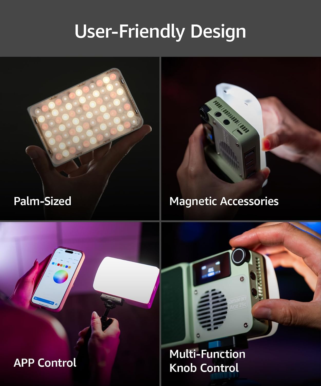 Luz RGB portátil control APP 2300K-10000K